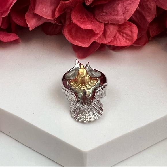 Boho Tribal Gold and Silver Eagle Ring Cuff - Picture 10 of 11